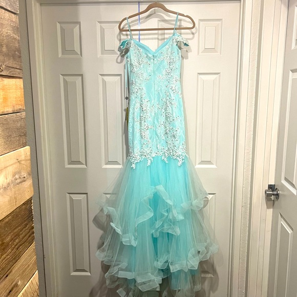NEW ROYAL QUEEN COLLECTION AQUA MERMAID FORMAL GOWN - Picture 13 of 14
